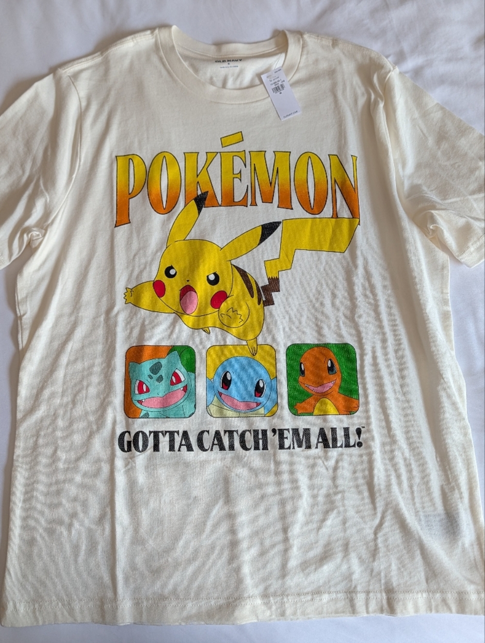 Old Navy Cream Pokémon Graphic Tee with Yellow Pikachu